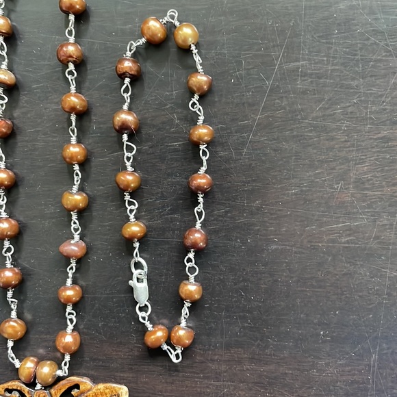 Handmade wire wrapped freshwater pearl necklace - Picture 5 of 5